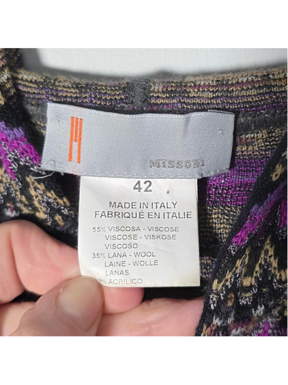 Missoni Zip Front Knit Cardigan Jacket Multicolor Zigzag Hooded Cropped Size 42 - Picture 7 of 8